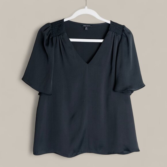 NWOT Banana Republic Satin Flutter Sleeve Top - Picture 2 of 5